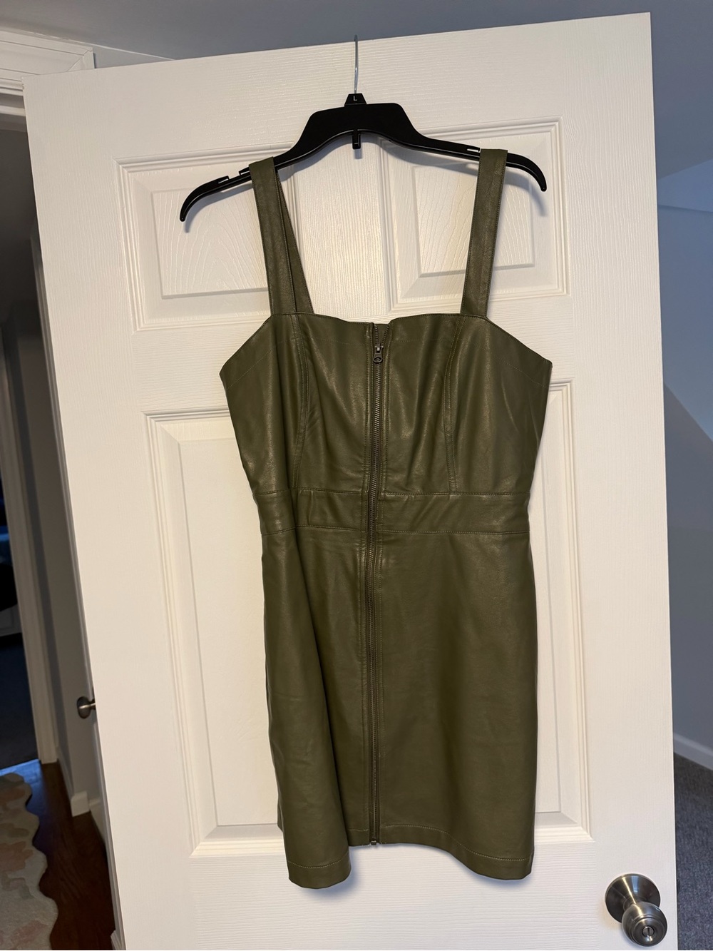 Wild Fable Olive Green Faux Leather Zip-Front Women's Dress